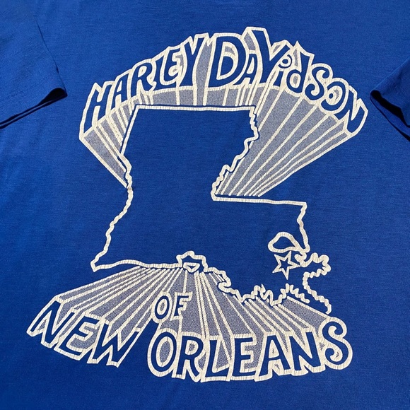 Vintage Harley-Davidson Shirt 80s Blue New Orleans - Picture 4 of 7